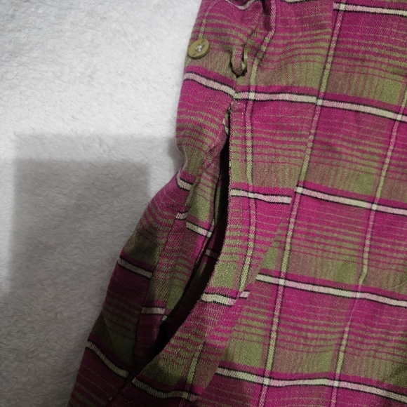 Burton dryride pink olive green plaid blitz flannel snap button top Large - Picture 2 of 6